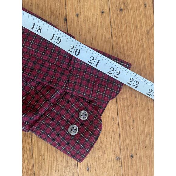 Claiborne Men's Red Plaid button down dress shirt size 16-1/2 32-33 Large - Picture 8 of 13
